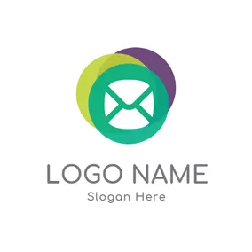 Logótipo De Contacto Purple and Green Icon logo design