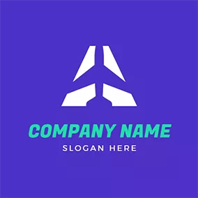 Flyer Logo Purple and White Airplane logo design
