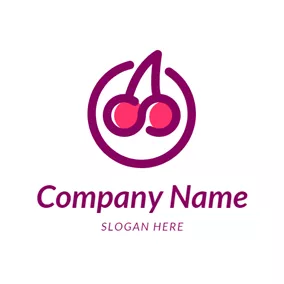 Purple Logo Purple Circle and Cherry logo design