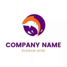 Purple Logo Purple Circle and Orange Whale logo design