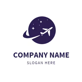 Airliner Logo Purple Earth and White Airplane logo design
