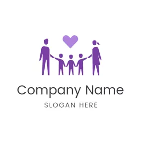 Color Logo Purple Heart and Close Family logo design