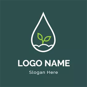 Environmental Logo Rain Drop and Young Sprout logo design