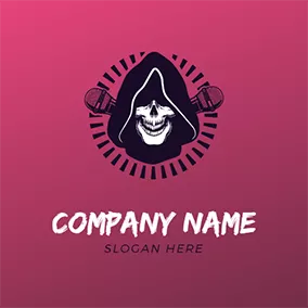 Guy Logo Rapper Gradient Hooded Skull logo design