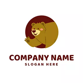 Embroider Logo Red and Brown Bear Mascot logo design