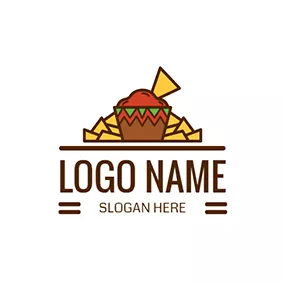 Cuisine Logo Red and Brown Mexican Fast Food logo design