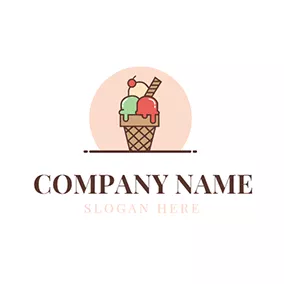 カラフルなロゴ Red and Green Ice Cream Cone logo design