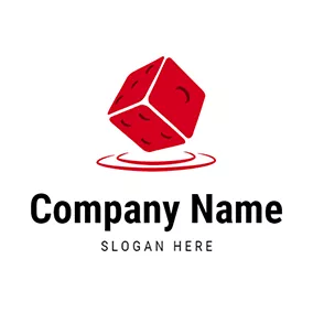 サイコロロゴ Red and White Dice Icon logo design