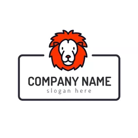 アニメーションロゴ Red and White Lion Face logo design