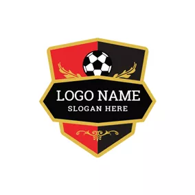 クラブのロゴ Red Badge and Black Football logo design