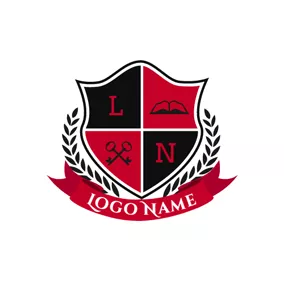 Logo De L'école Red Banner and Branch Encircled Badge logo design