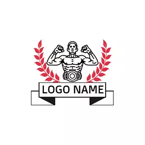 League Logo Red Branch and Boxing Champion logo design