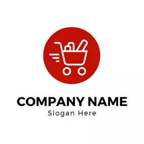 Buy Logo Red Circle and White Shopping Cart logo design