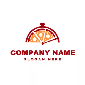 Logo De La Pizza Red Clock and Pizza logo design