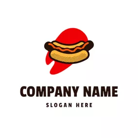 熱狗logo Red Decoration and Hot Dog logo design