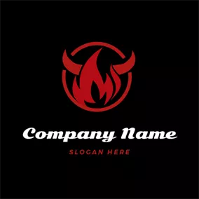 Burner Logo Red Flame and Ox Horn logo design