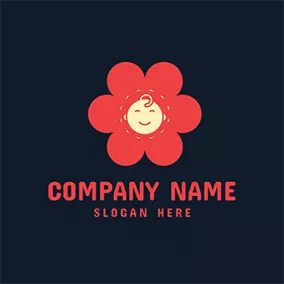 Infant Logo Red Flower and Lovely Baby logo design