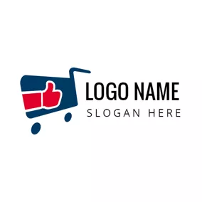 Buy Logo Red Hand and Blue Shopping Trolley logo design