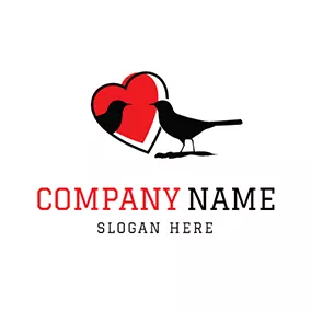 Love Logo Red Heart and Black Magpie logo design