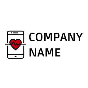 Communicate Logo Red Heart and Cell Phone logo design