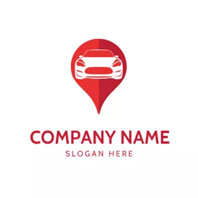 Automobile Logo Red Location and Motor Vehicle logo design