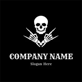 Logotipo De Piratas Rock Gesture and Human Skeleton logo design