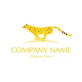美洲狮 Logo Running Yellow Cheetah logo design