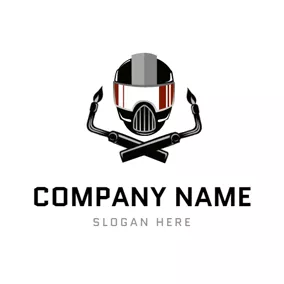 Steel Logo Safety Helmet and Welding Torch logo design