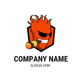 Evil Logo Shape Cool Guy Fire logo design