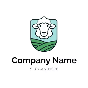 Logo De La Ferme Sheep Head and Farm logo design