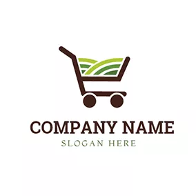 カートロゴ Shopping Trolley and Abstract Vegetable logo design