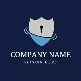 Security Logo Silver Shield and Black Key logo design