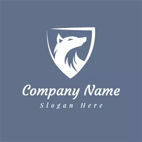 Gray Logo Silver Shield and Wolf logo design