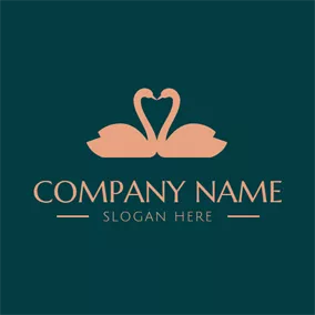 Love Logo Simple Double Swan Outline logo design