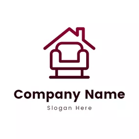 Interior Logo Simple House and Sofa logo design
