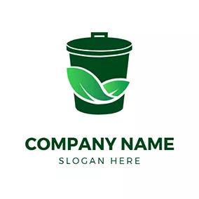 Environmental Logo Simple Leaves and Trash Bin logo design