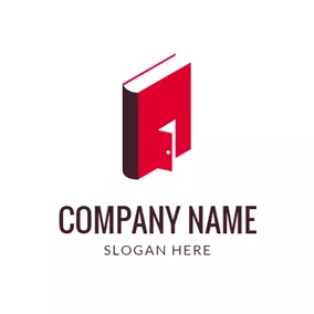 Knowledge Logo Simple Red Book and Door logo design