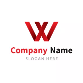 Shape Logo Simple Red Letter W logo design