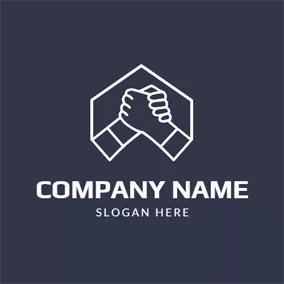 Management Logo Simple White Handshake Icon logo design