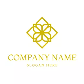 Logo Du Yoga Simple Yellow Lotus logo design