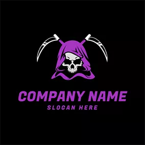 Gang Logo Skeleton Purple Cloak Reaper logo design