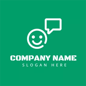 Twitter Logo Smile and Dialog Box logo design