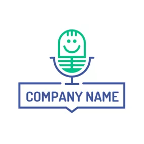 Comedian Logo Smile Face and Cartoon Microphone logo design
