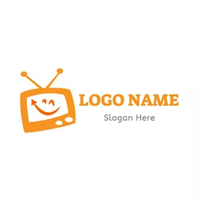 Rectangle Logo Smile Face and Orange Tv logo design