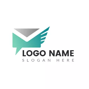 メッセージロゴ Special Green and Gray Envelope logo design