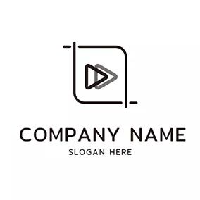 Communication Logo Square and Play Button logo design