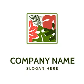 Canvas Logo Square Frame Leaves Jungle logo design