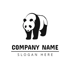 Shape Logo Standing Giant Panda logo design