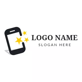 Call Logo Star and Mobile Phone logo design