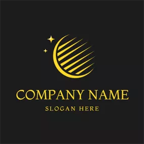 Sky Logo Striped Eclipse and Star Icon logo design